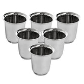 Kuber Industries Small Stainless Steel Glass | Set of 6 I South Indian Design | Multipurpose Serving Tea Coffee I Mirror Finish | Easy to Clean & Maintain
